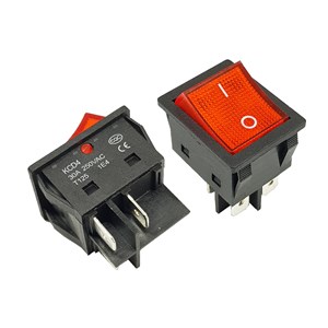 کلید راکر بزرگ چراغدار KCD4-102N 4PIN 30A|فروش عمده