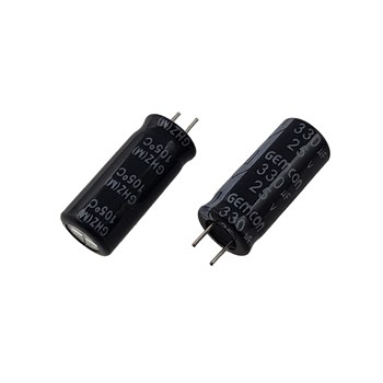 خازن الکترولیت GEMCON 8x20 330uF-25 پایه کوتاه