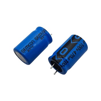 خازن الکترولیت GEMCON 16x25 470uF-100V پایه کوتاه