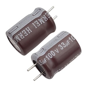 خازن الکترولیت HERMEI 8x12 33uF-100V پایه کوتاه