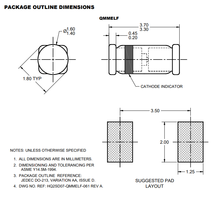دیود زنر 12V 1/2W MINIMELF SMD
